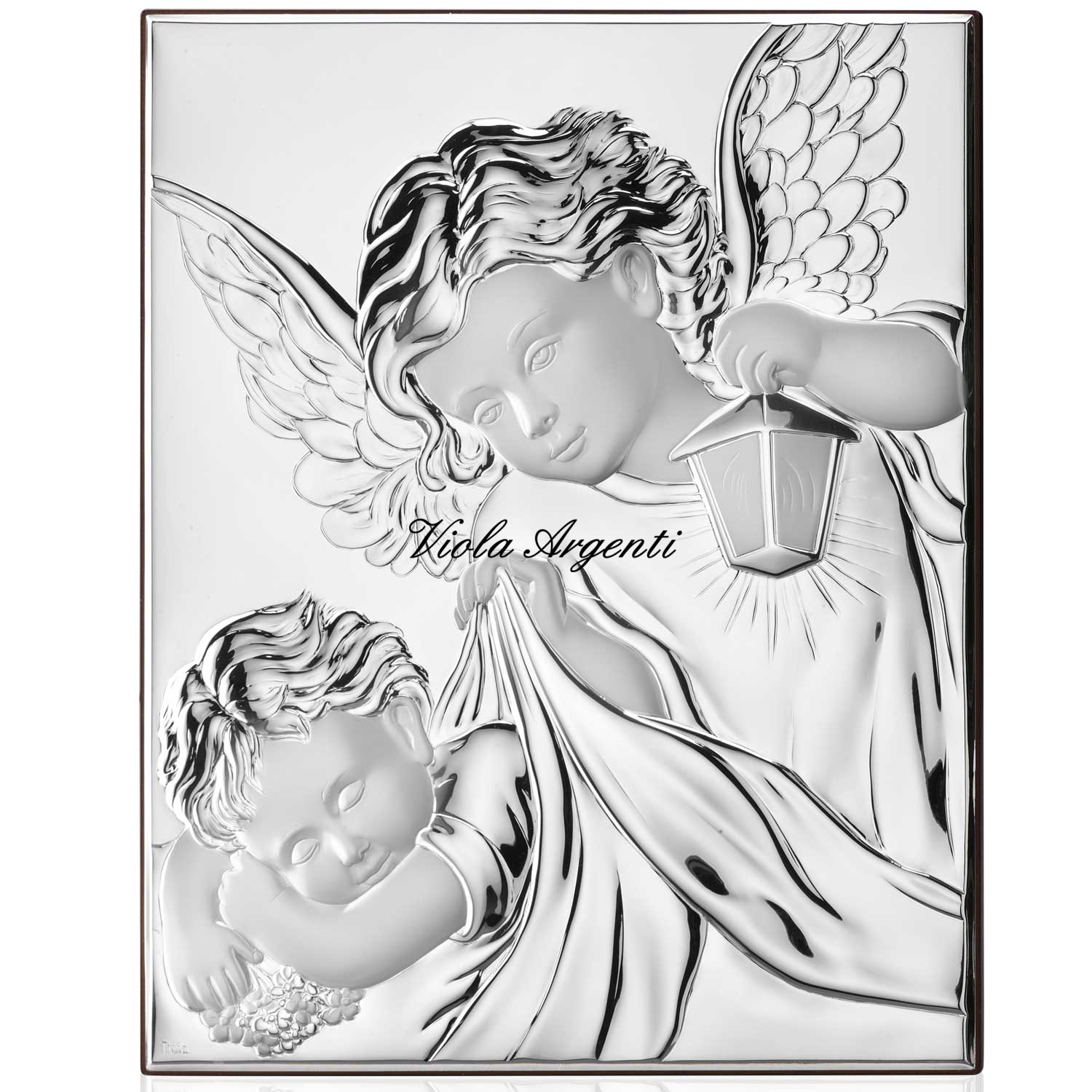 Quadro angelo protettore in argento di . Argento online