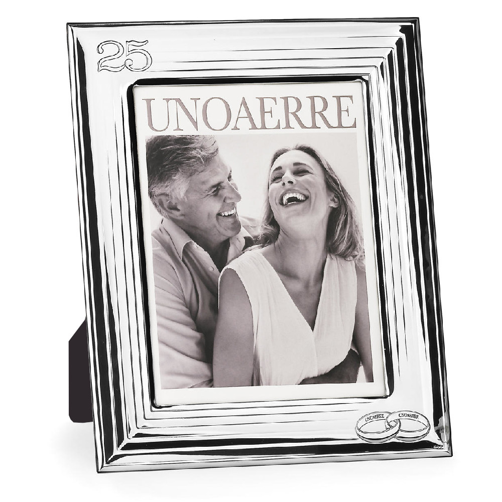 Photo frame with lines for 25 ° anniversary di Unoaerre. Argento online