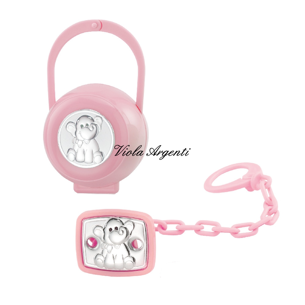 Pink elephant pacifier box and pliers