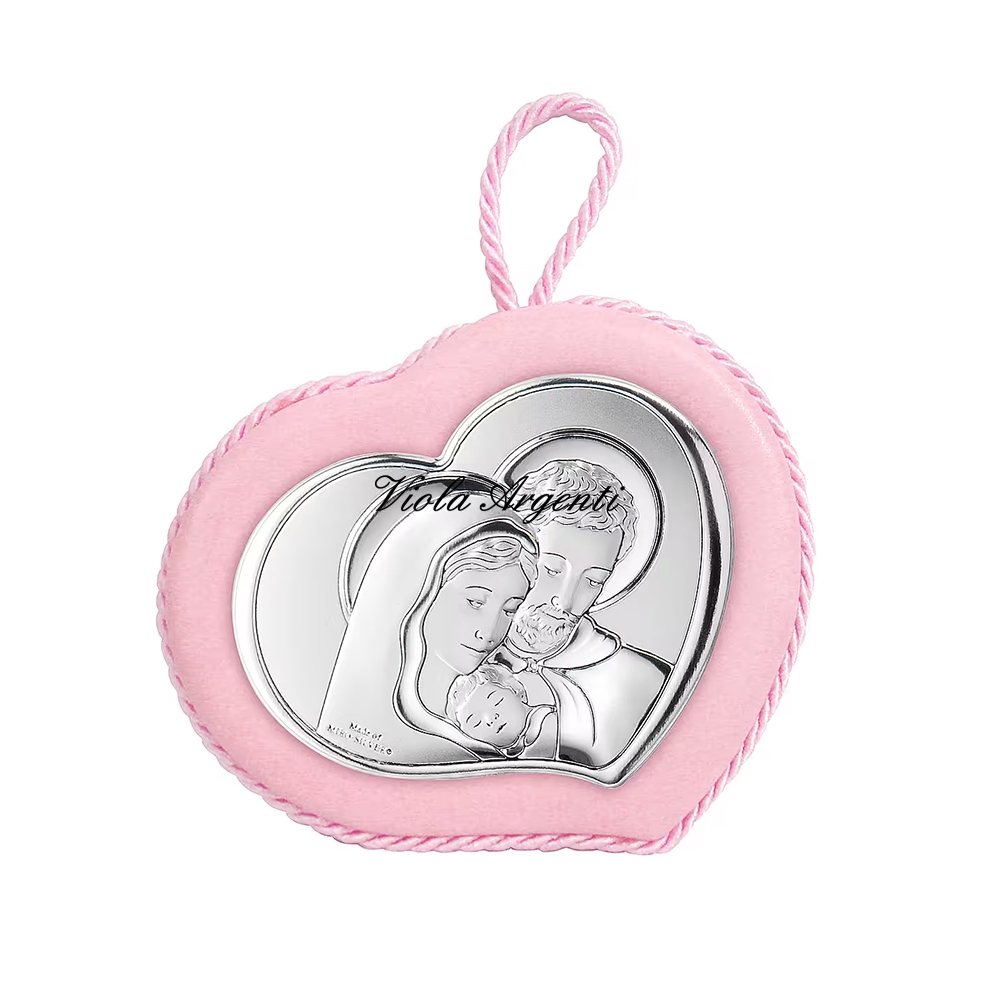 Pink medallion Holy Family Valenti Argenti