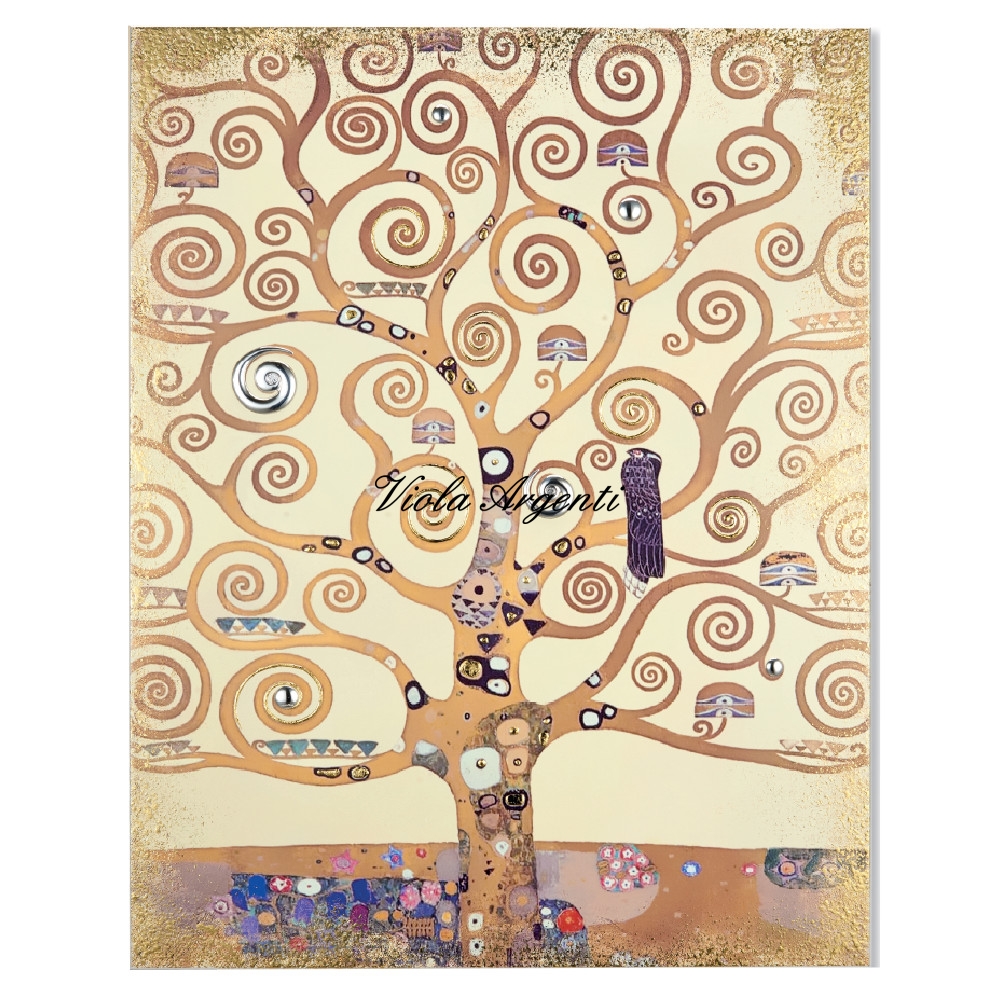 Quadro albero della vita Klimt di Viola Argenti. Argento online