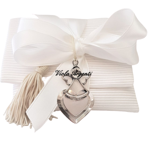 Segnalibro in argento 800 °/°° a forma di cuore con angelo di Viola Argenti. Argento online