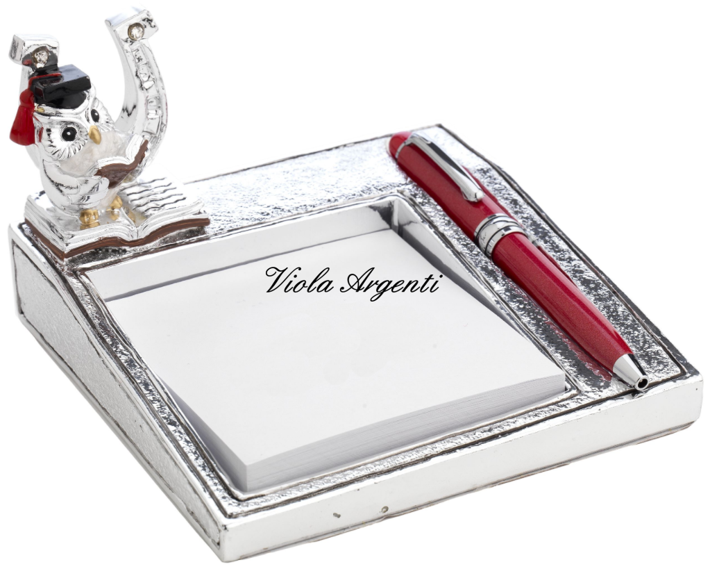 Horseshoe owl graduation post-it holder with pen