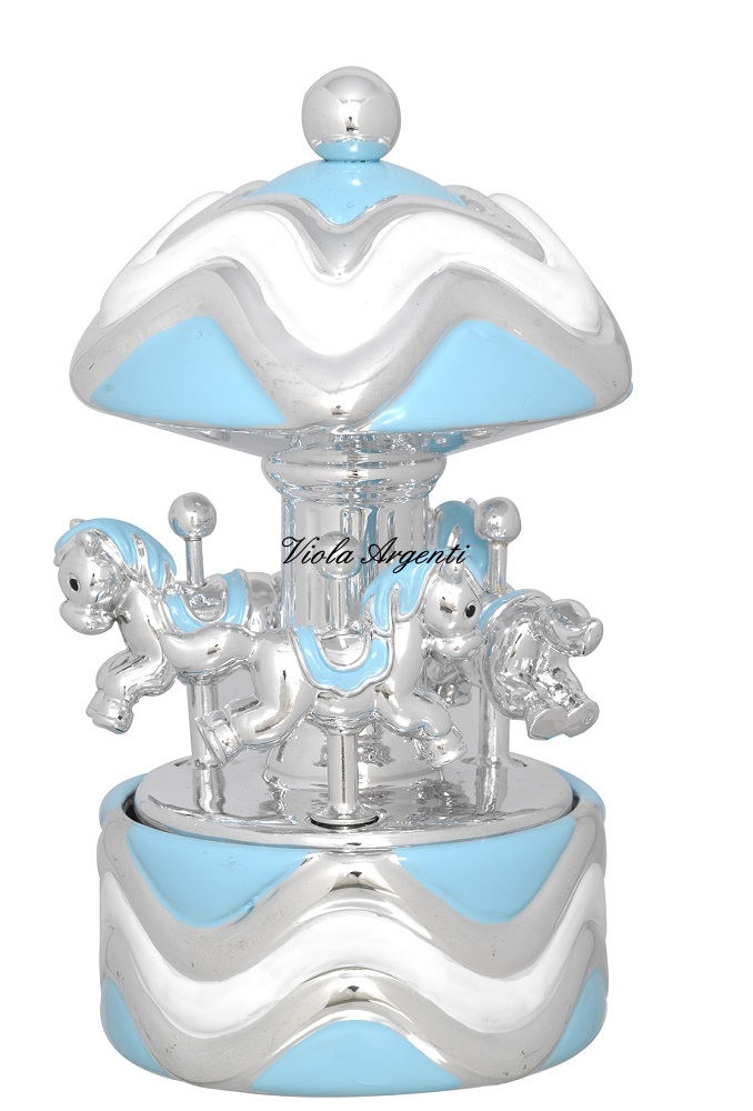 Carousel waves blue horses di . Argento online