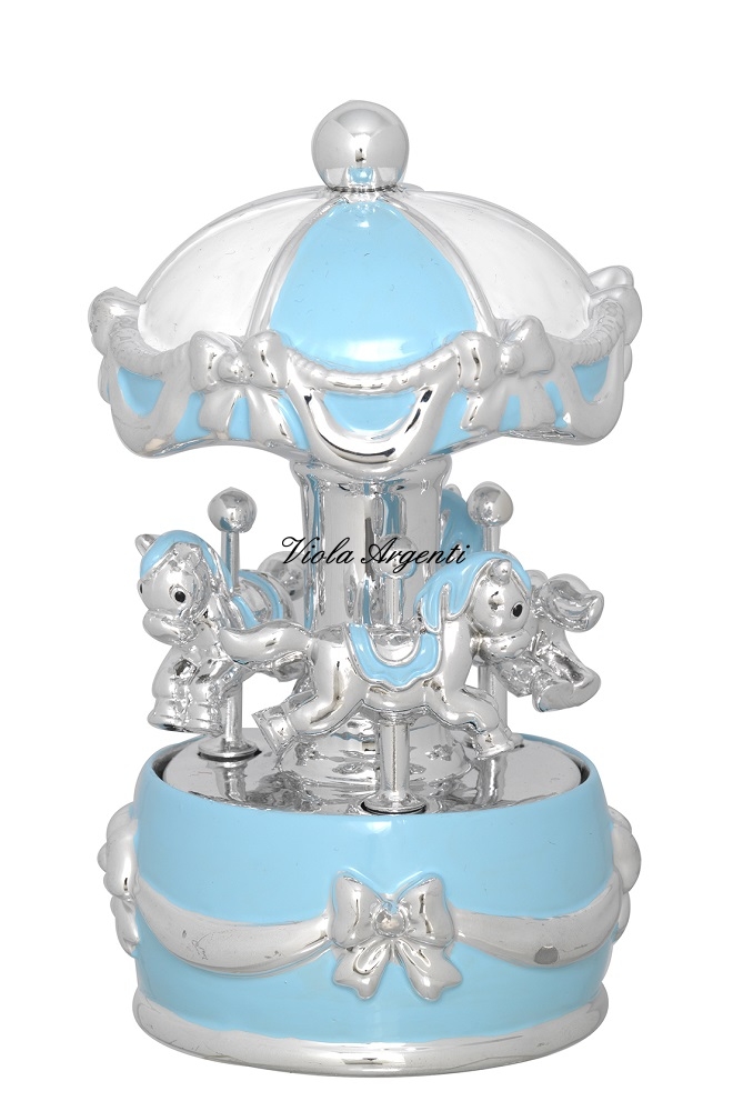 Carousel bow blue horses di . Argento online