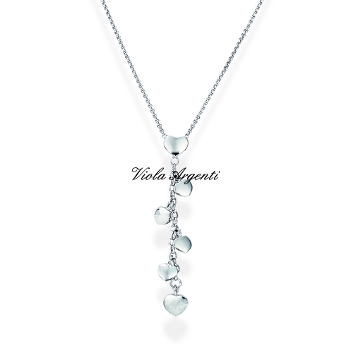 Silver necklace with pendant and hearts charm di . Argento online