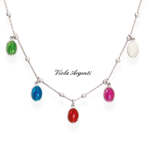 Silver necklace with miraculous colored enamels di . Argento online