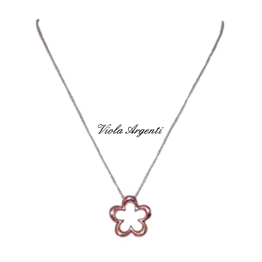 Necklace 18kt rose gold with flower