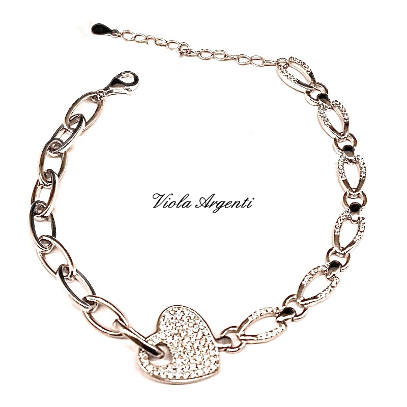 Bracelet with heart and zircons di . Argento online