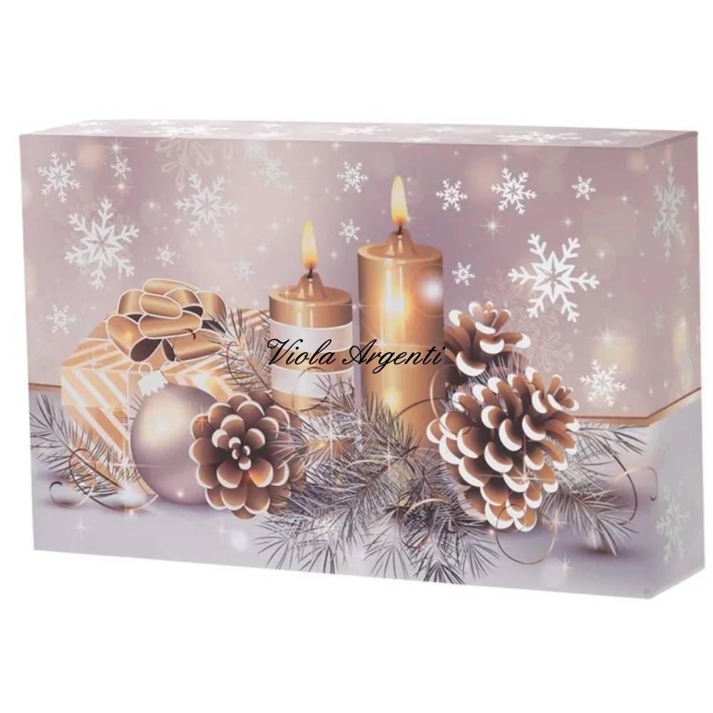 Christmas Gift Box with Candle and Home Fragrance – White with Candles and Pinecones