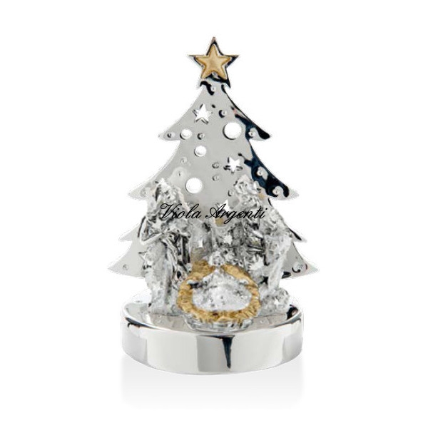 Christmas tree with white nativity scene di . Argento online