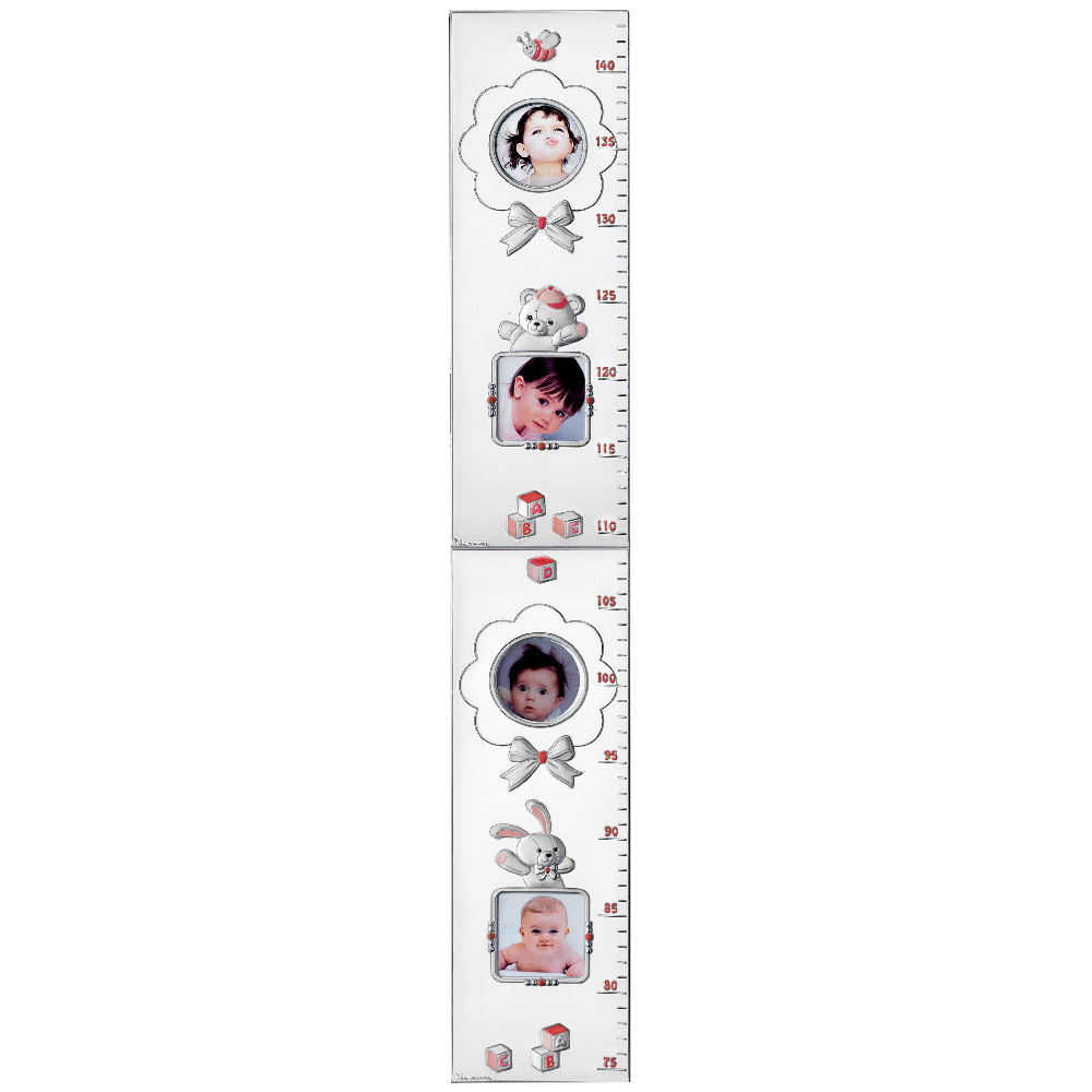 Baby wall meter with bear and bunny di Viola Argenti. Argento online