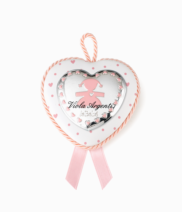 Medaglione culla a cuore rosa