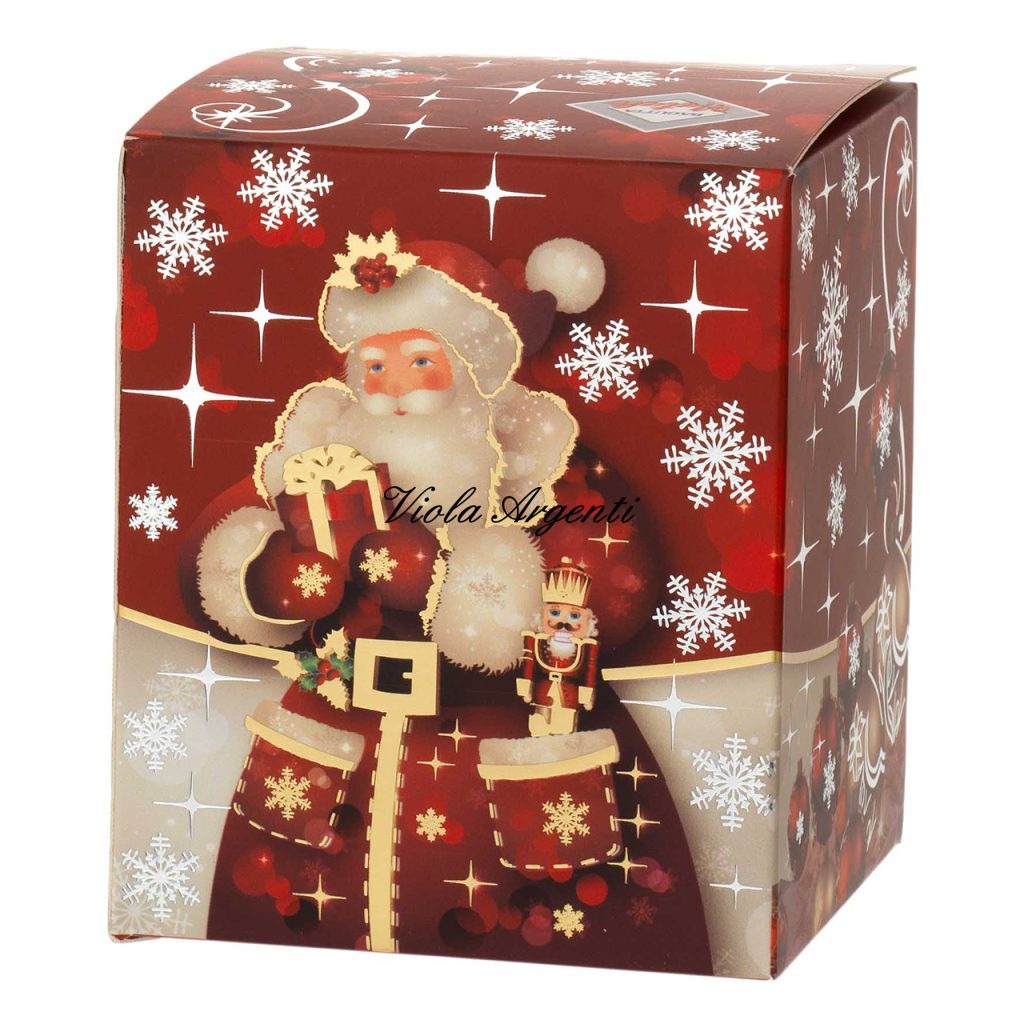 Candela Natalizia in Bicchiere di Vetro Decorato – Babbo Natale rosso