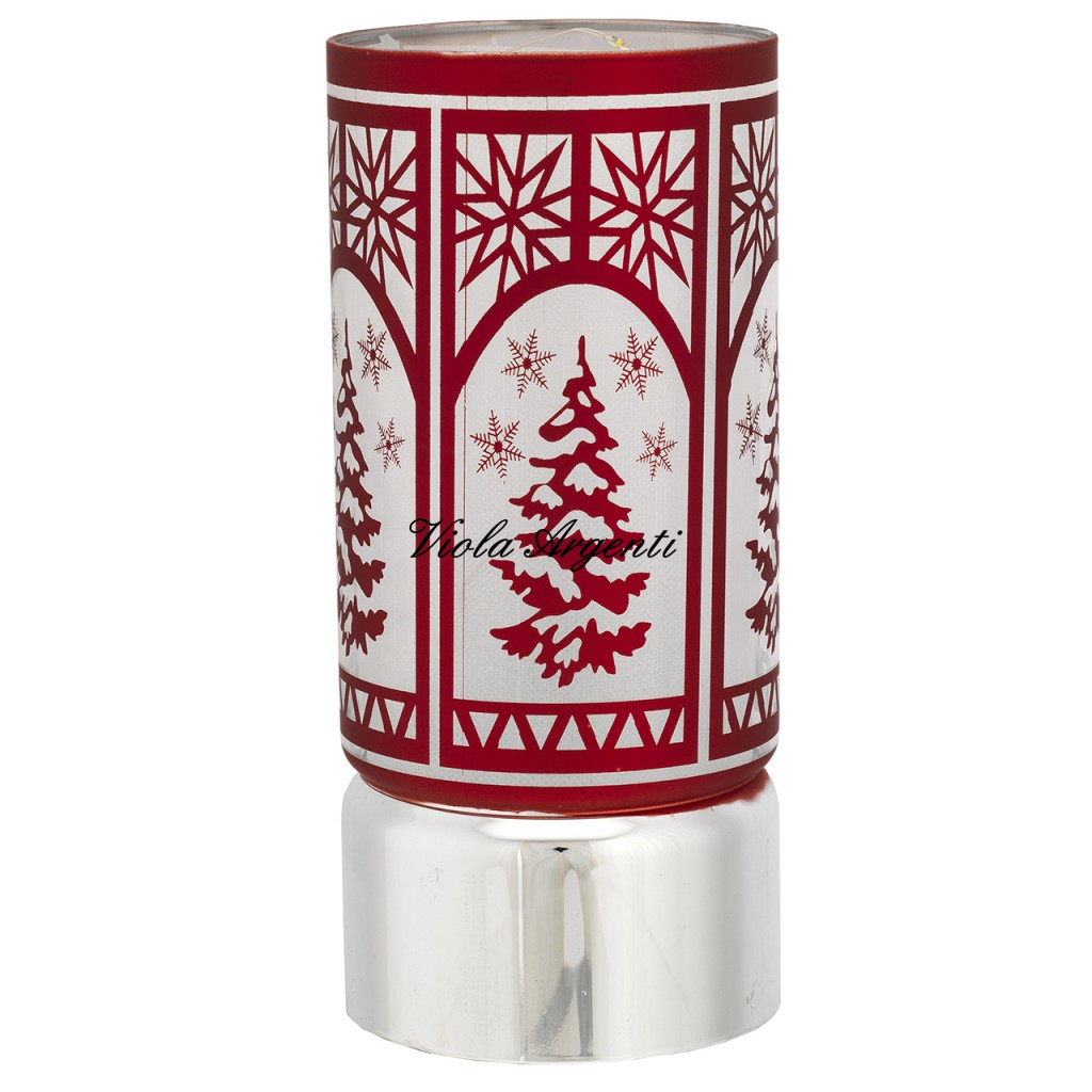 Lampada Natalizia in Vetro con Luce LED – Abete Rosso, Fiocchi di Neve e Stelle di Natale Stilizzate