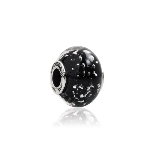 Charm vetro murano nero ghiacciato di Tedora. Argento online