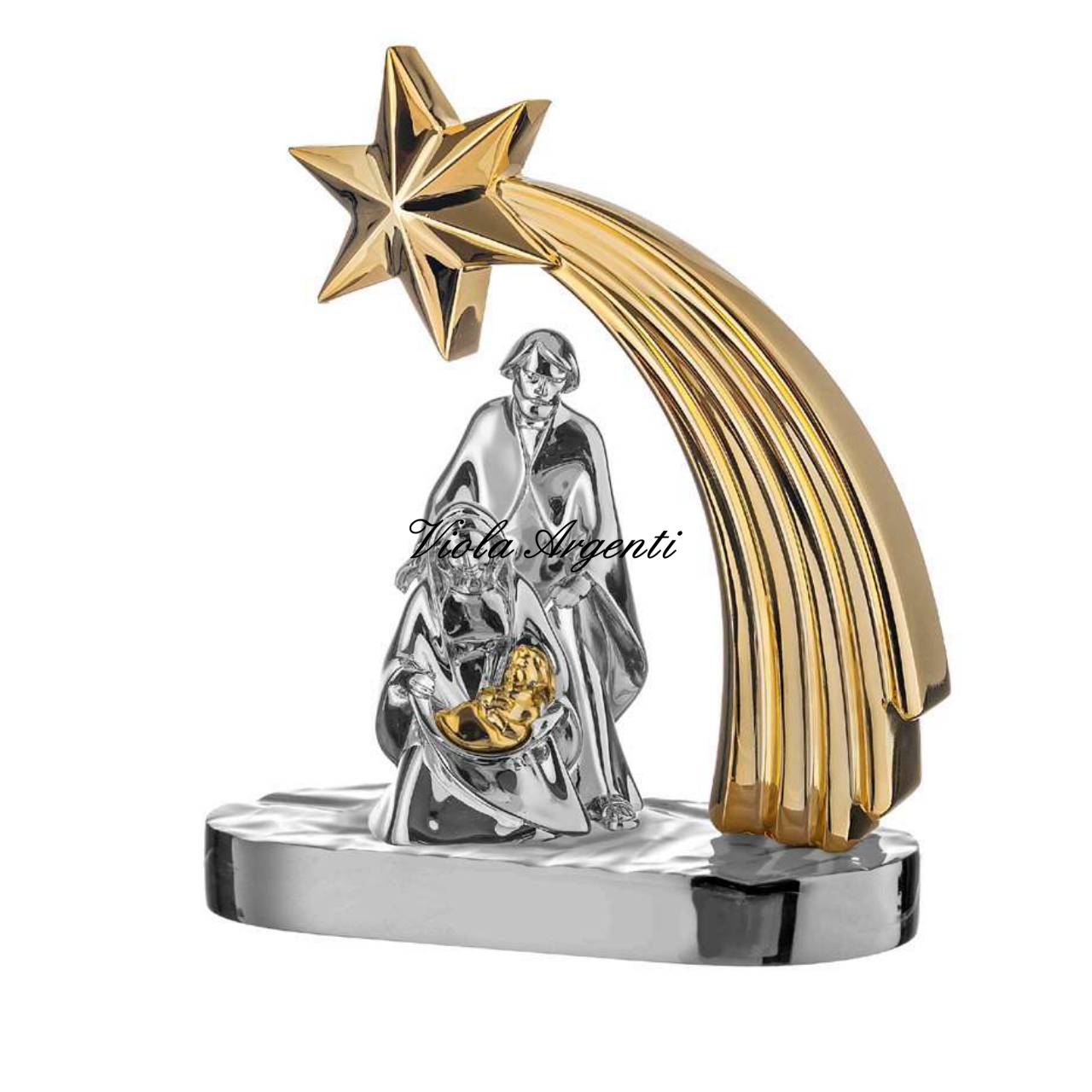 Presepe in Resina Argentata con Stella Cometa Dorata