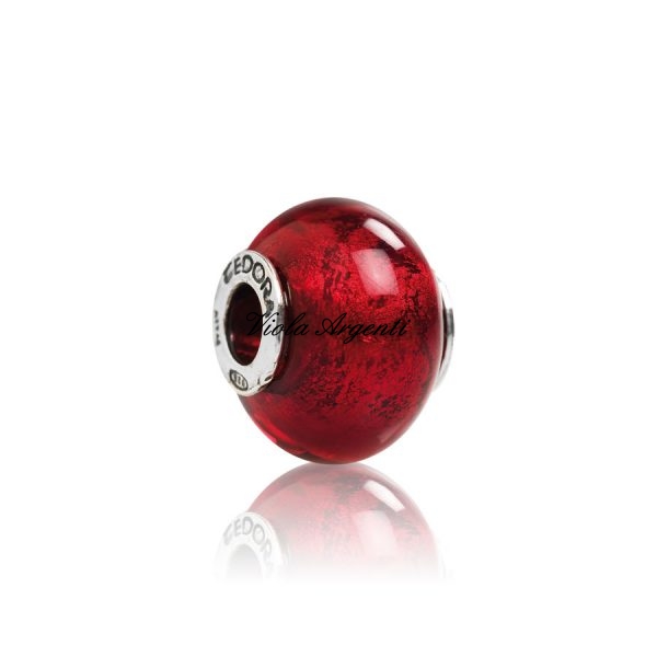 Charm vetro murano rosso di murano di Tedora. Argento online