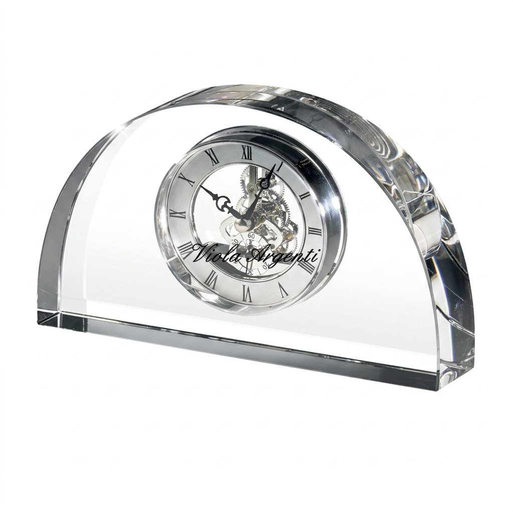 Crystal half-moon clock