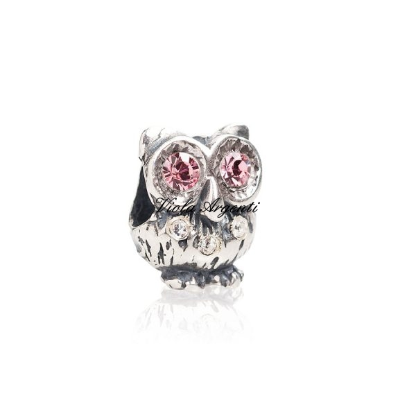 Pink swarovski owl charm