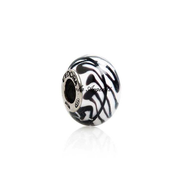 Zebra murano glass charm di Tedora. Argento online