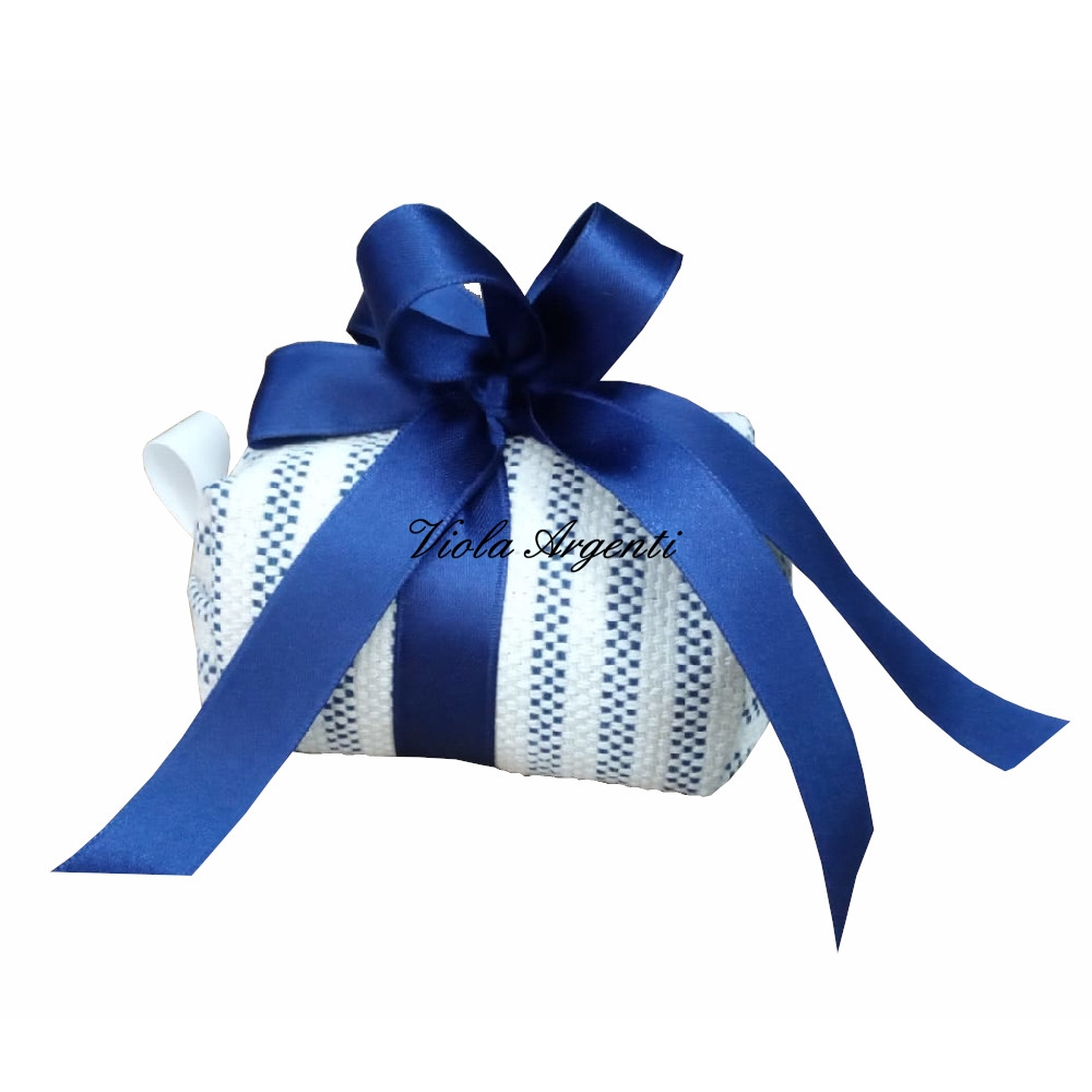 Pochette zip a righe panna e blu di Viola Argenti. Argento online