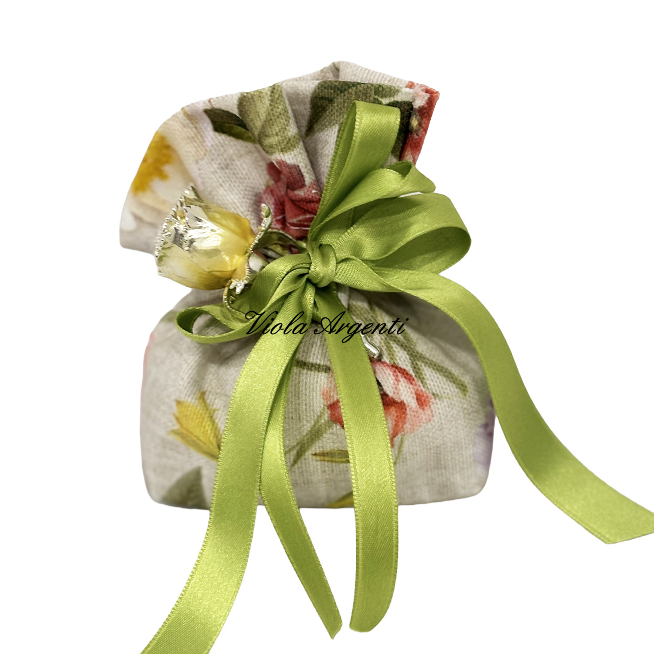 Favor with real silver-plated rose