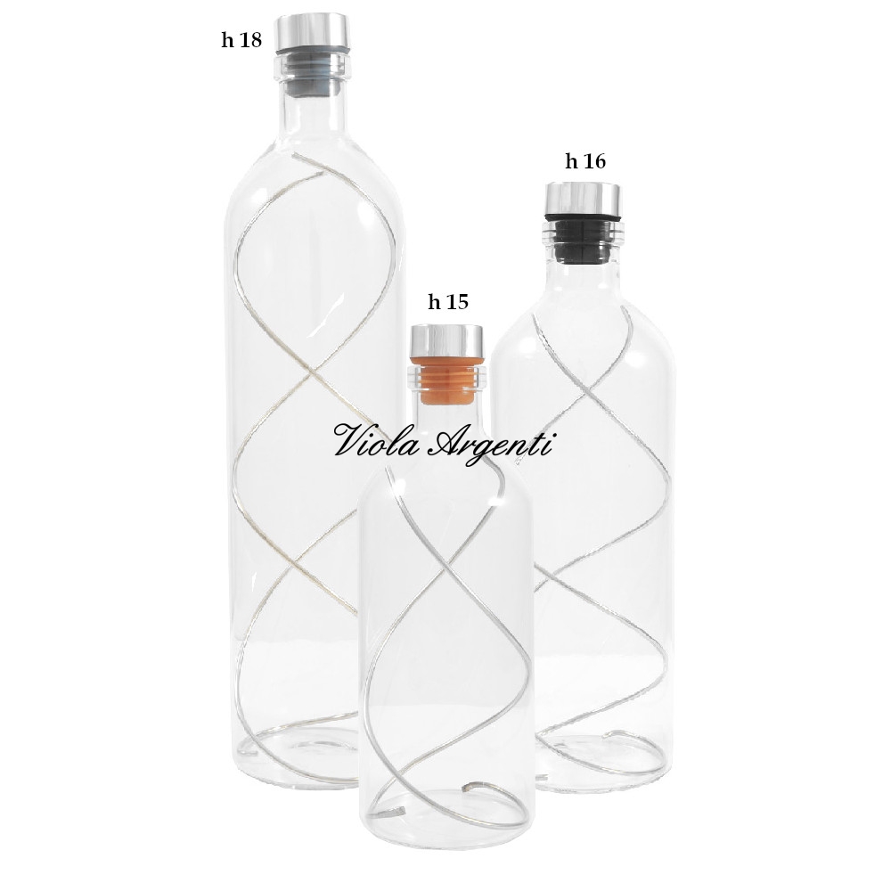 Glass bottle with spiral di Viola Argenti. Argento online