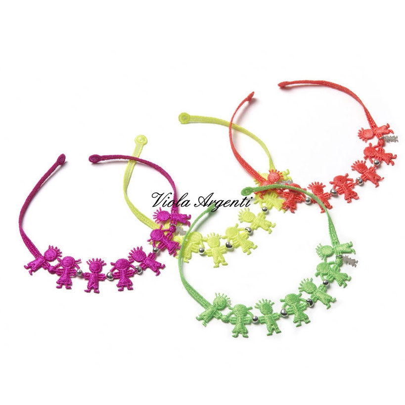 Bracciali ibamboli® colors in pizzo macramé - verde fuxia e corallo