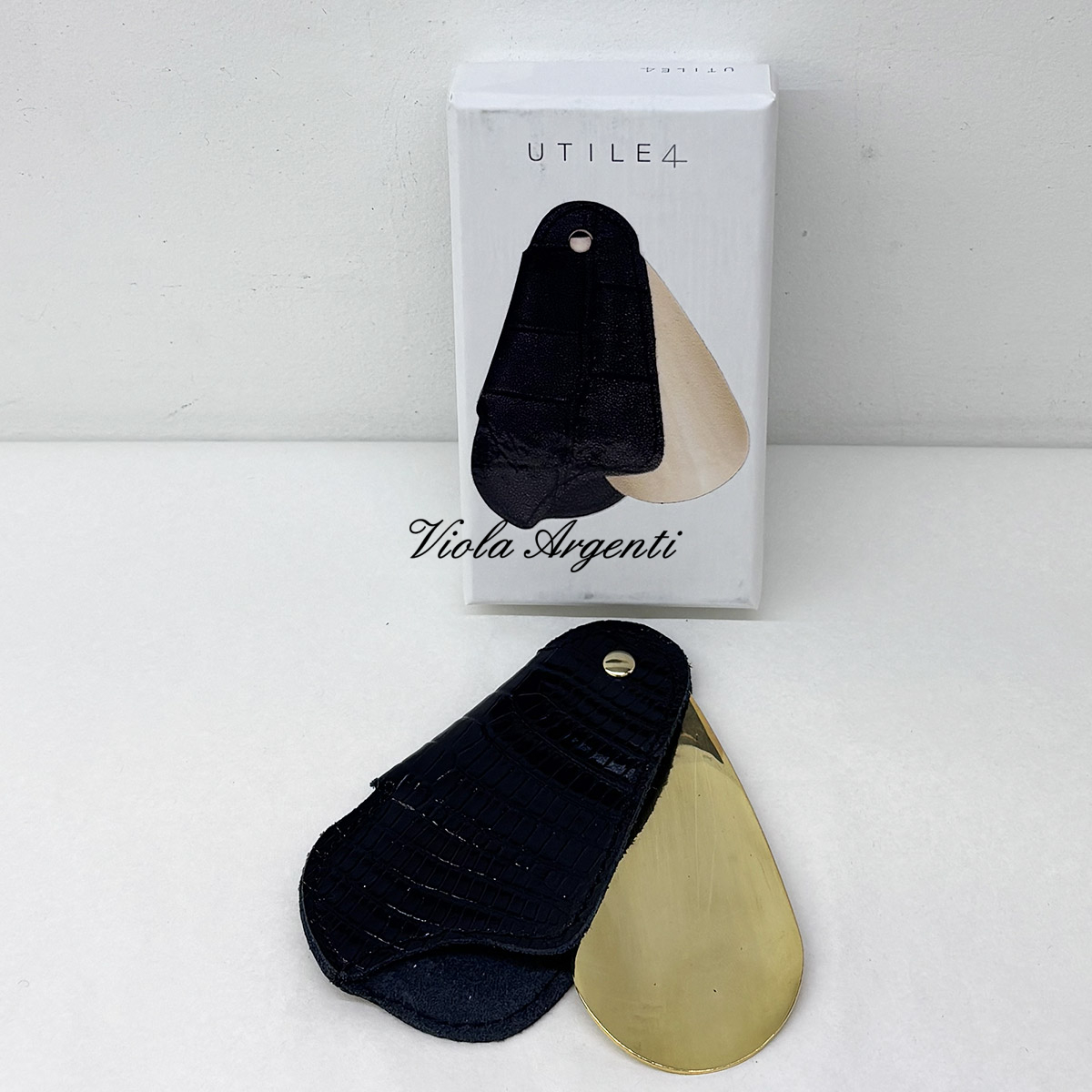 Calzascarpe in metallo con custodia in vera pelle - 6