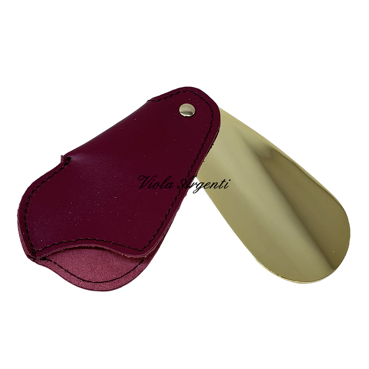 Calzascarpe in metallo con custodia in vera pelle - 4
