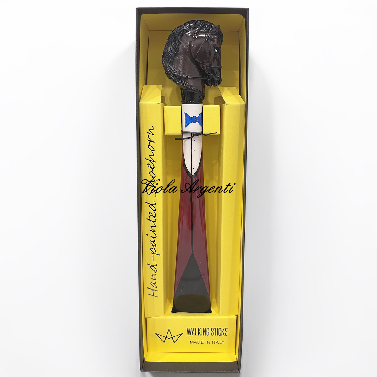 Hand-Painted Artisan Shoehorn with Horse Head Sculpture - 3