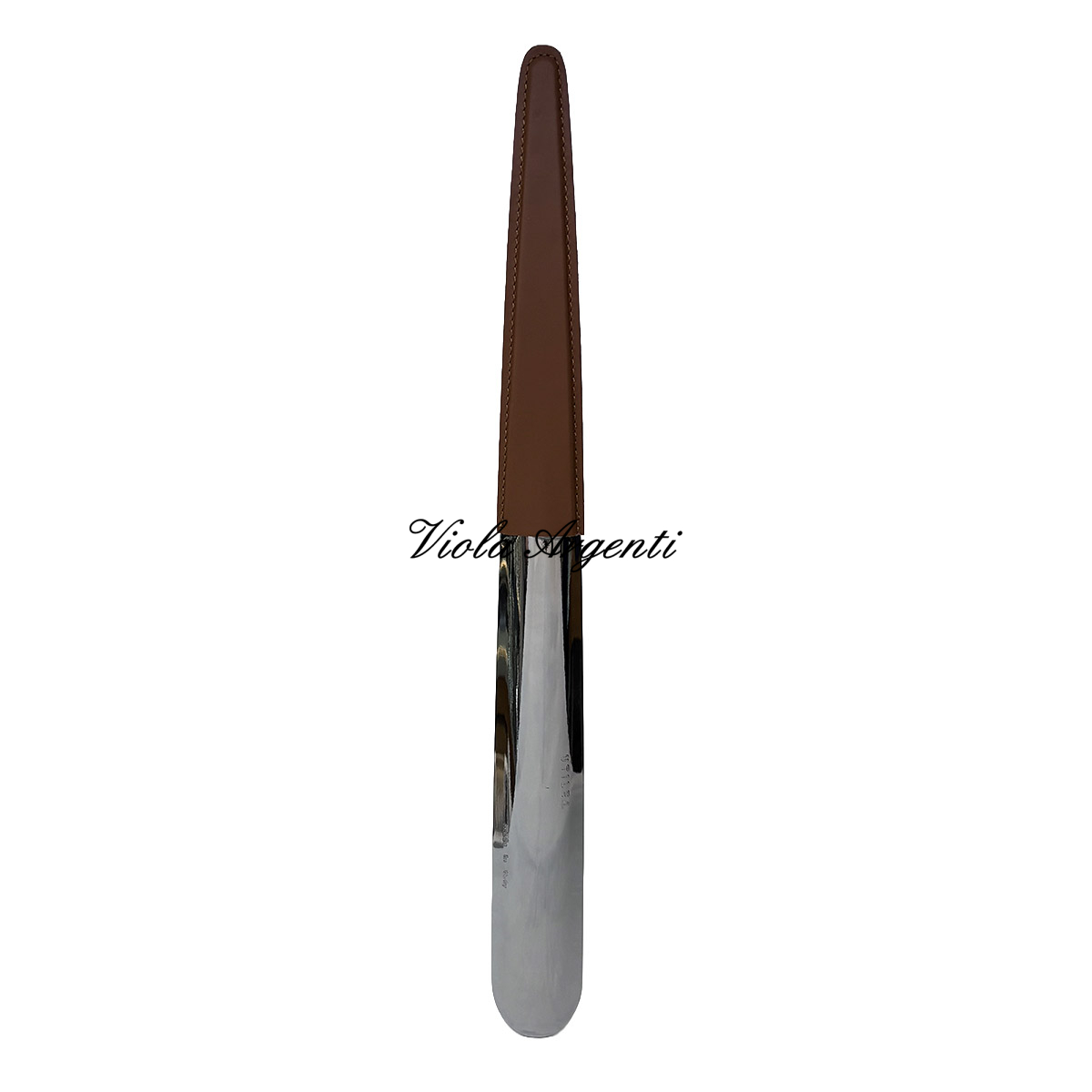 Metal Shoehorn with Genuine Leather Handle