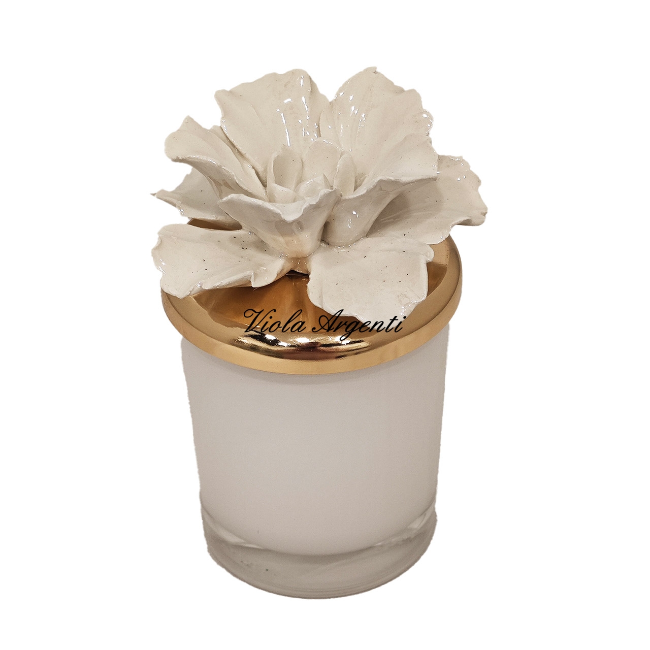Candela anemone bianco in porcellana