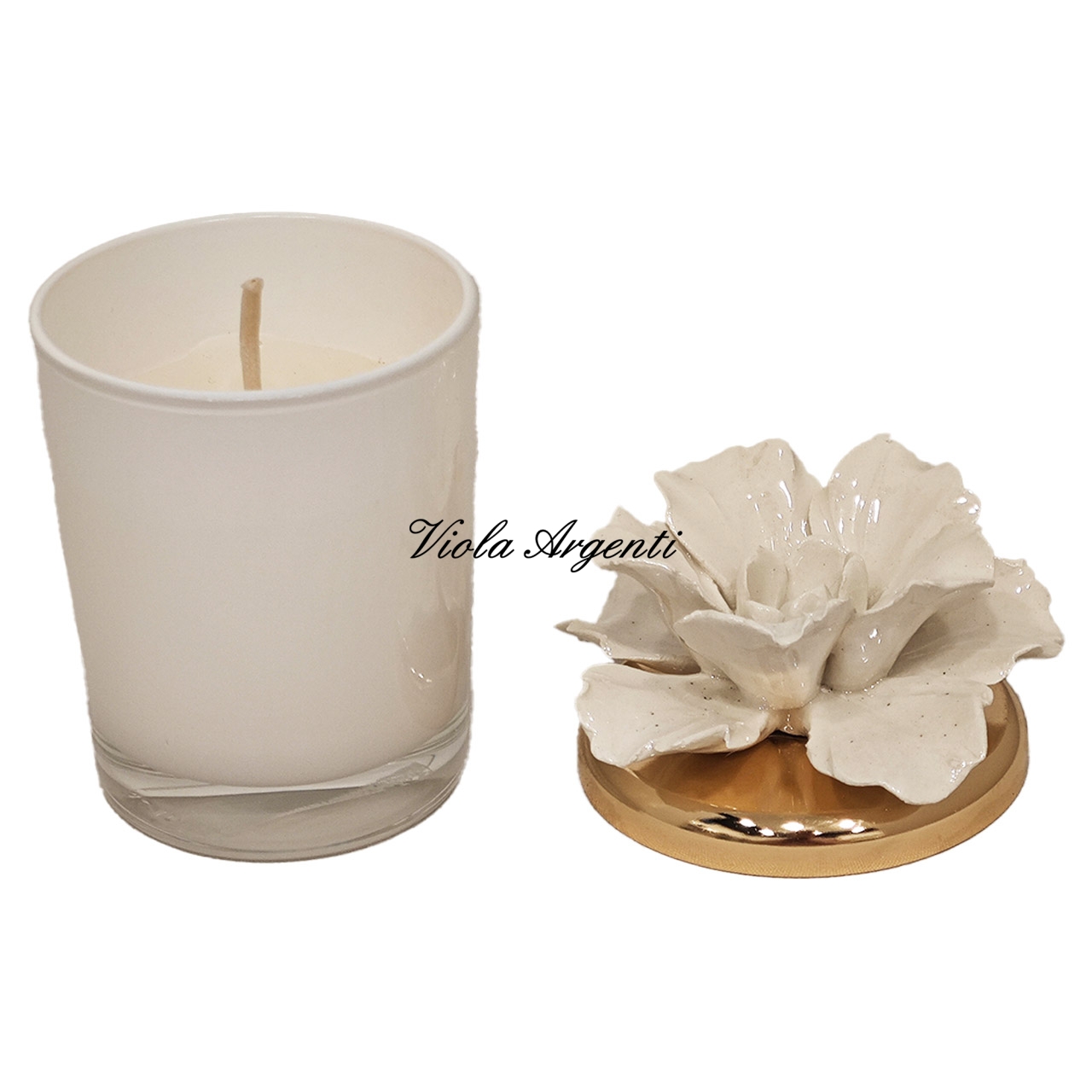 Candela anemone bianco in porcellana