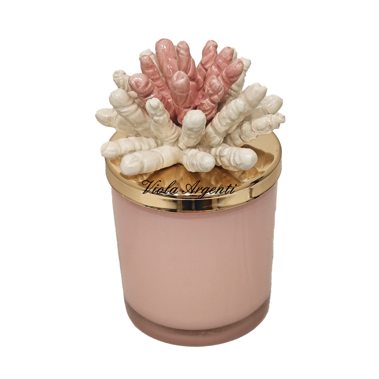 Candela corallo bicolore bianco rosa