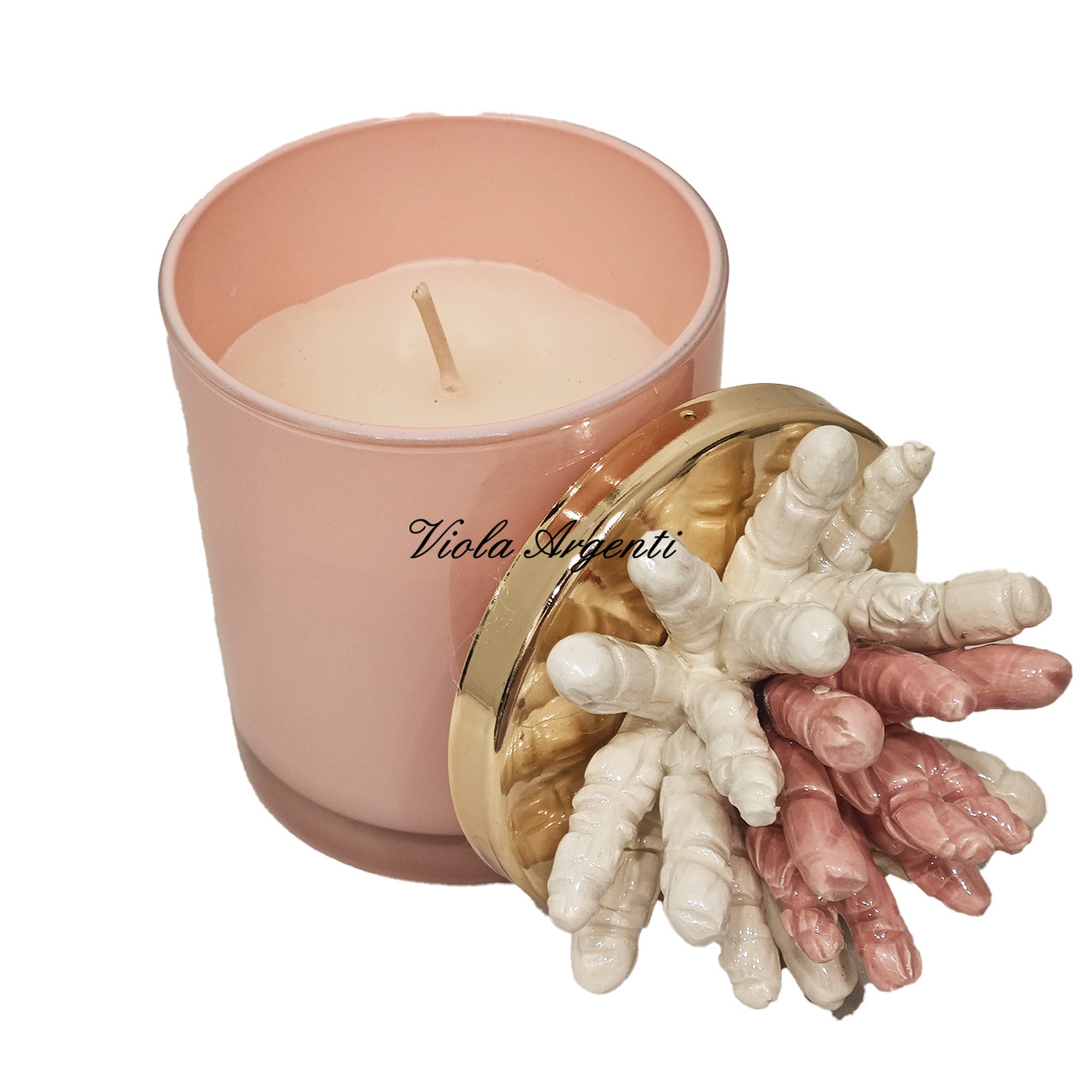 Candela corallo bicolore bianco rosa