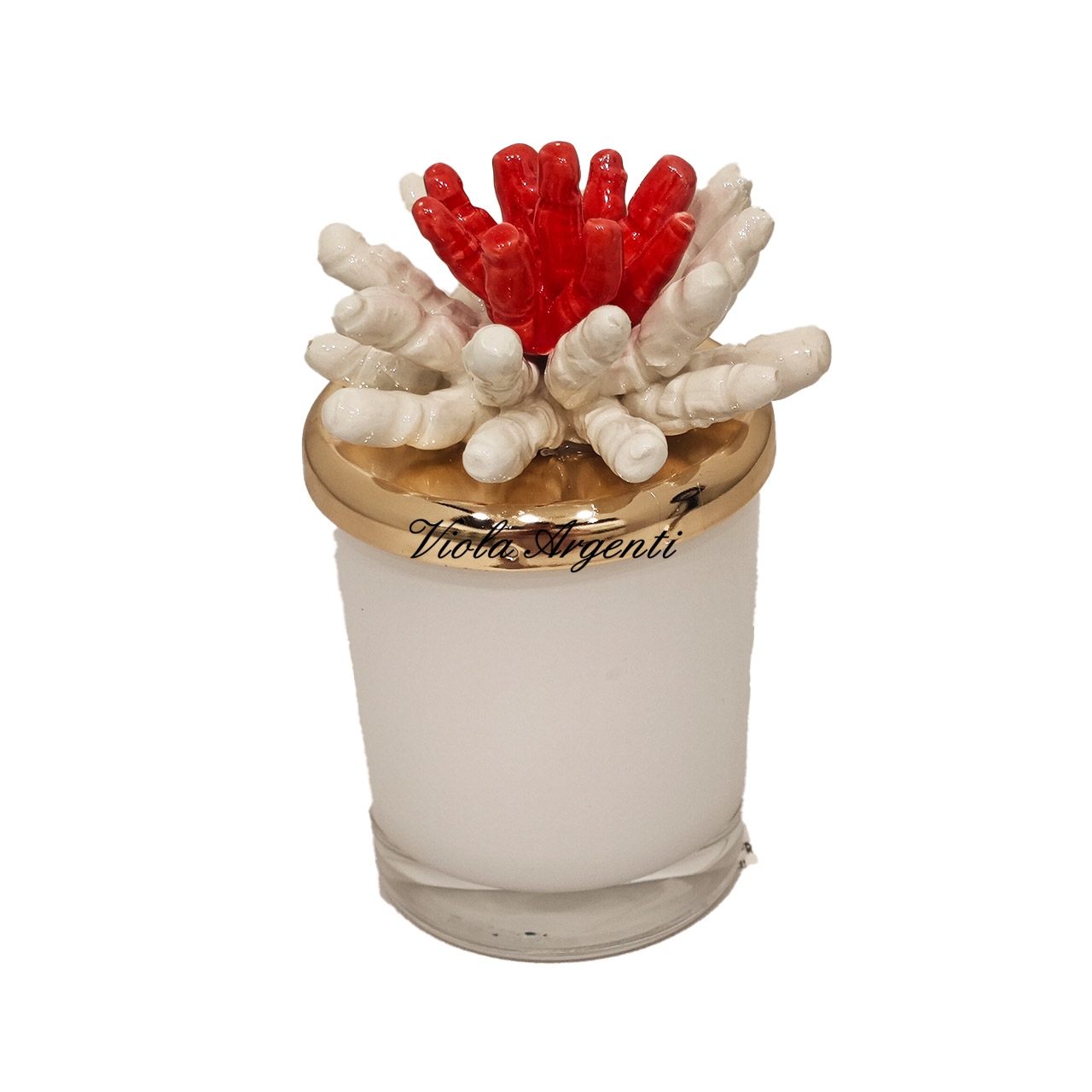 Candela corallo bicolore bianco rosso