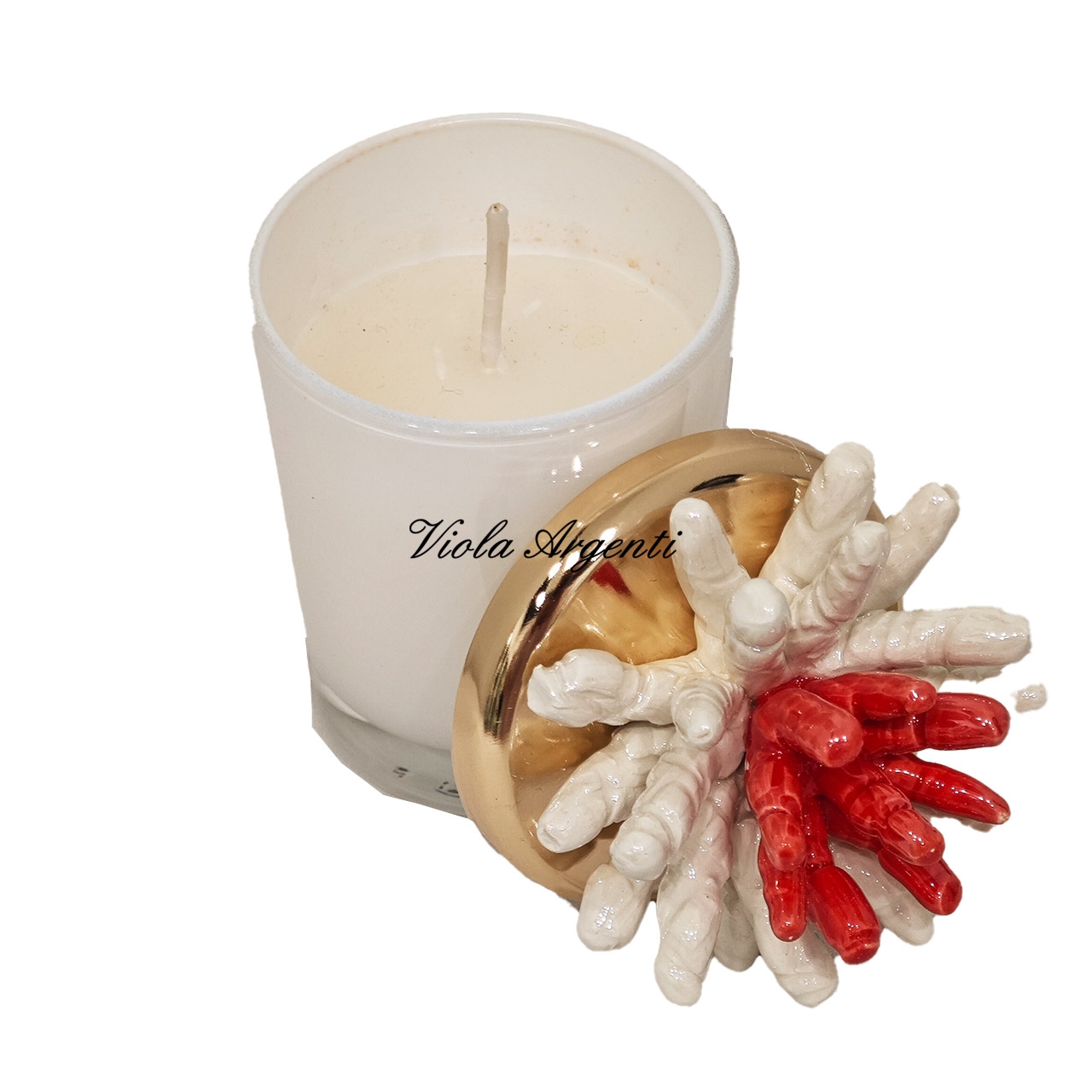 Candela corallo bicolore bianco rosso