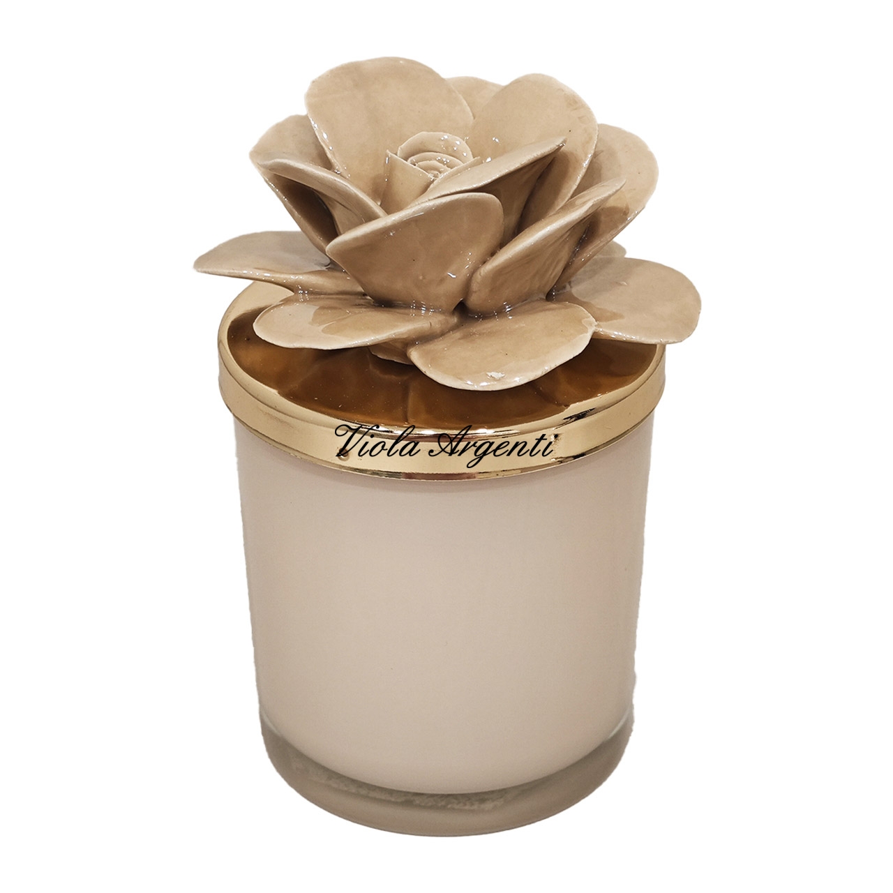 Candela rosa di maggio porcellana avorio