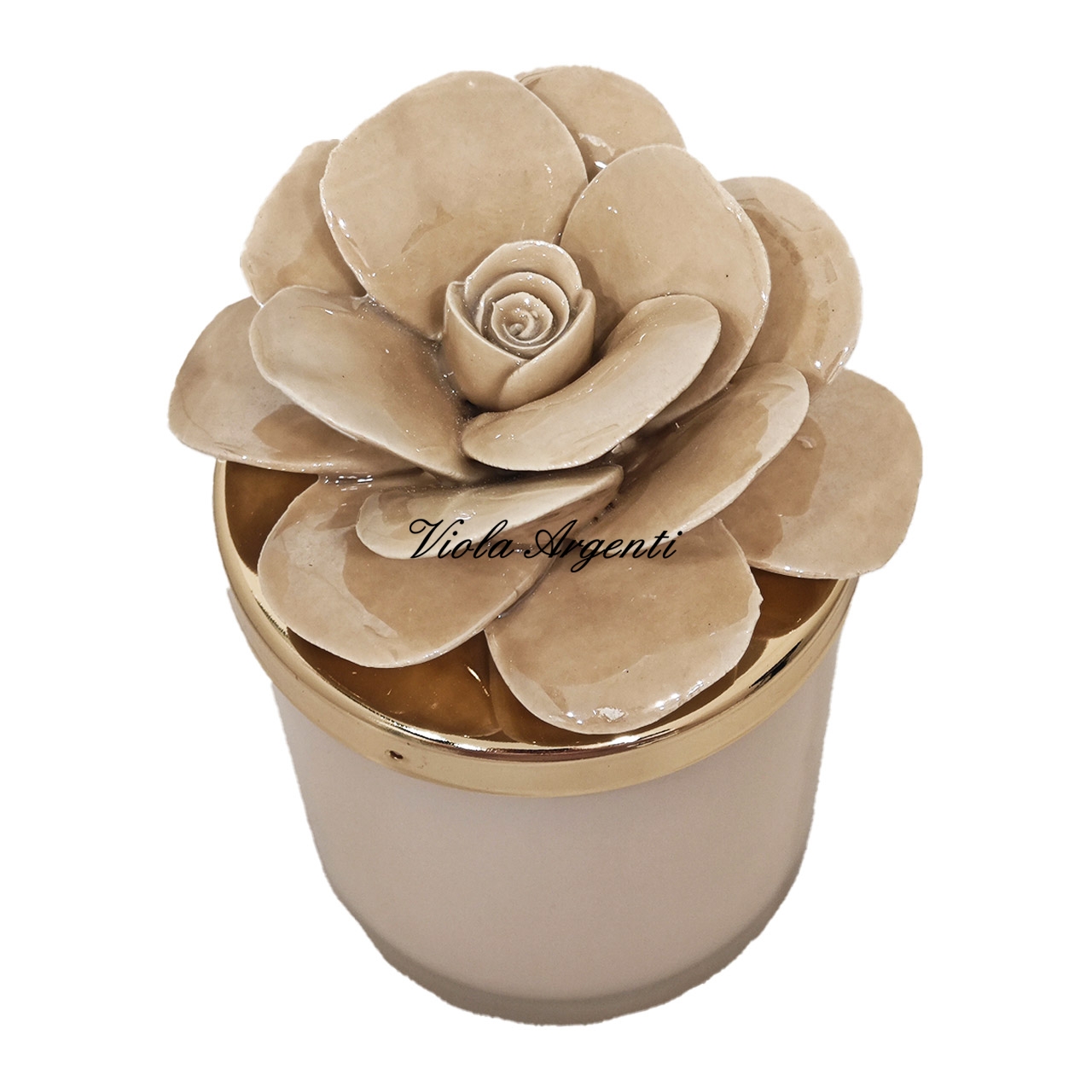 Candela rosa di maggio porcellana avorio