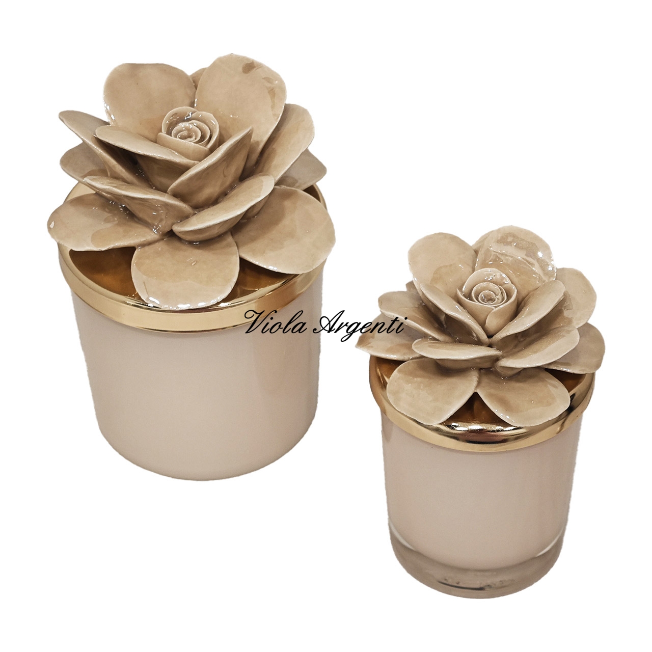 Candela rosa di maggio porcellana avorio - 3