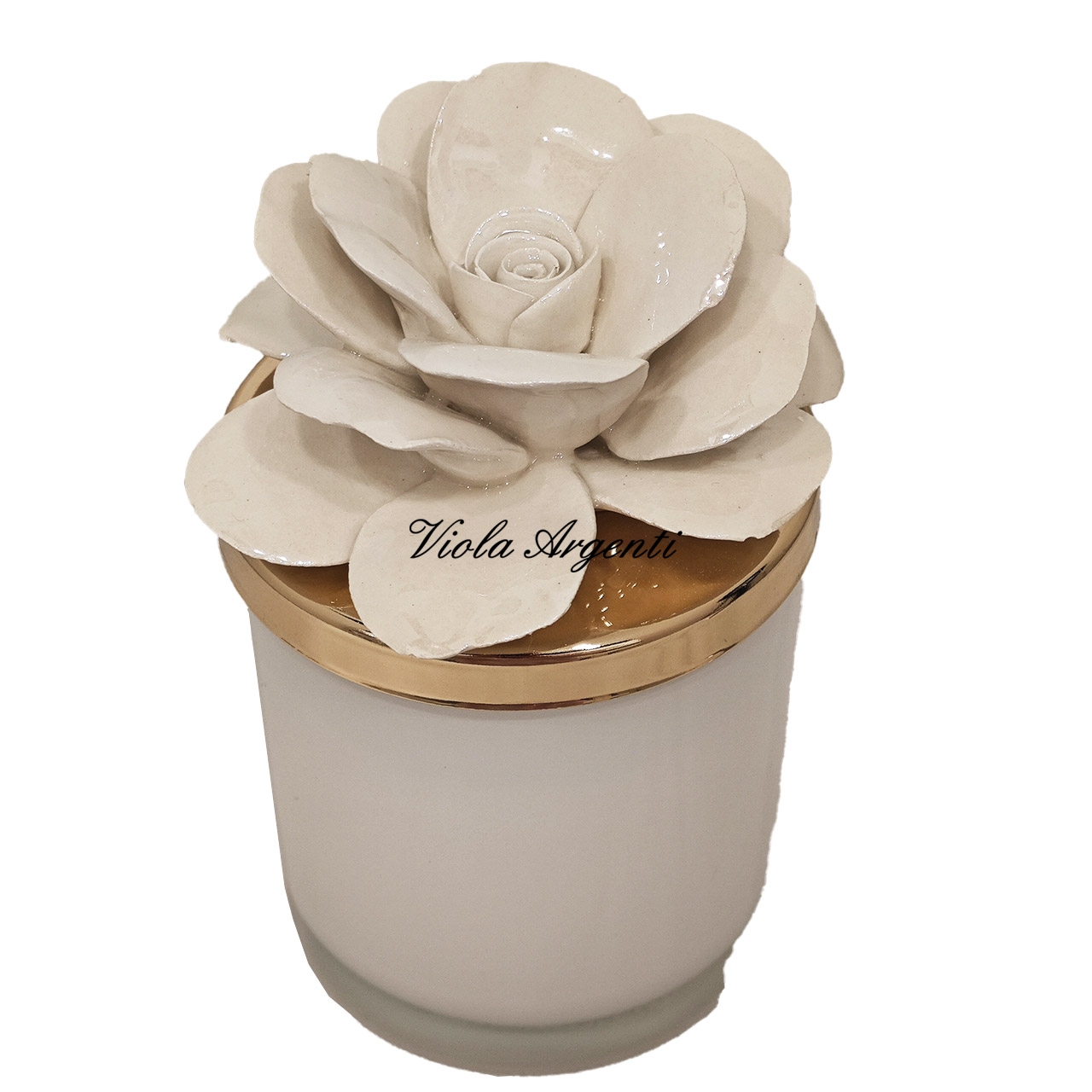 Candela rosa di maggio porcellana bianca
