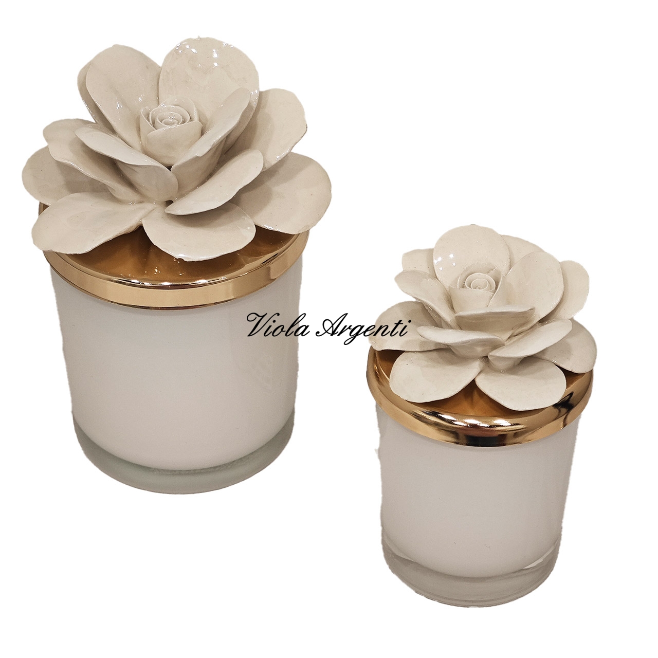 Candela rosa di maggio porcellana bianca