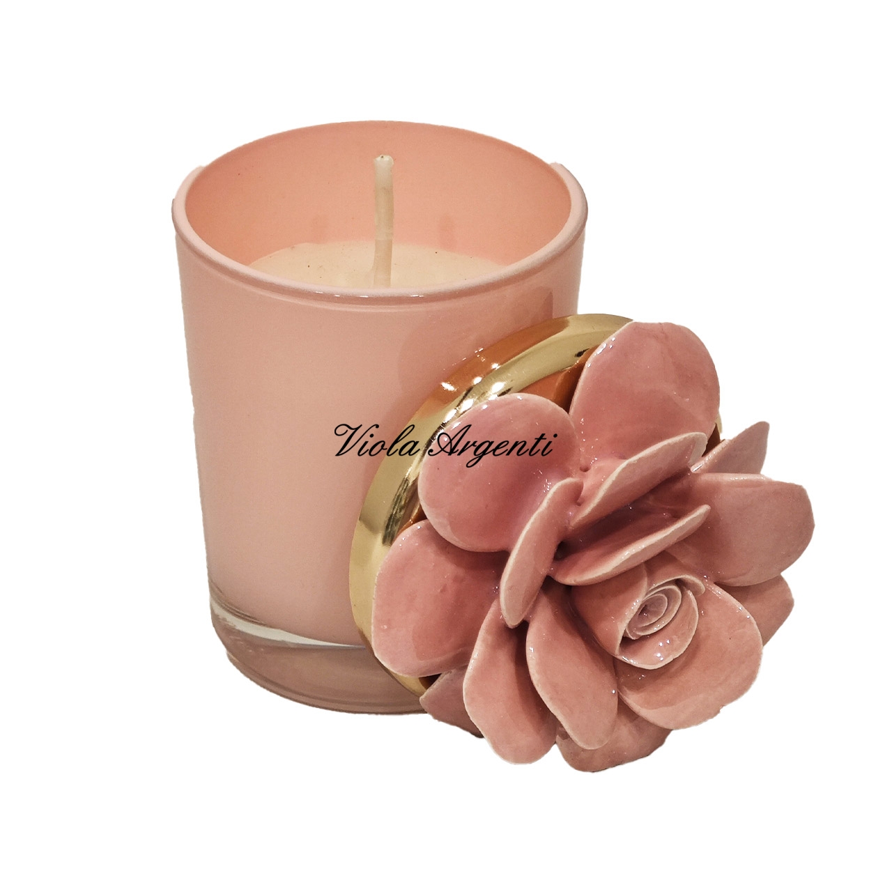 Candela rosa di maggio in porcellana rosa