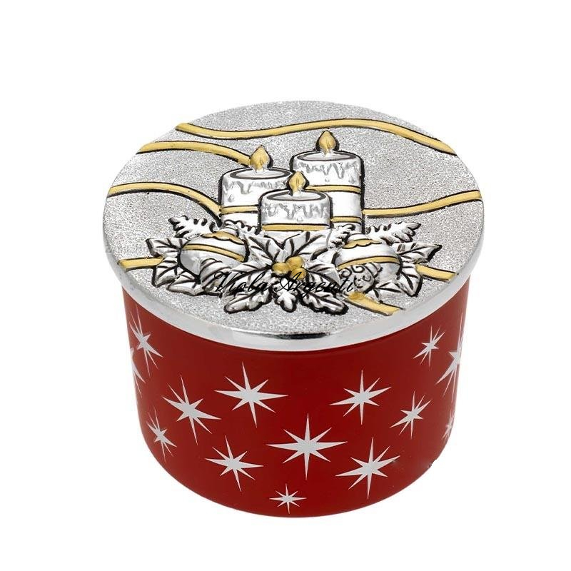 Scented Candle in Round Red Starry Jar with Mistletoe and Candles Lid – Christmas Edition - 3
