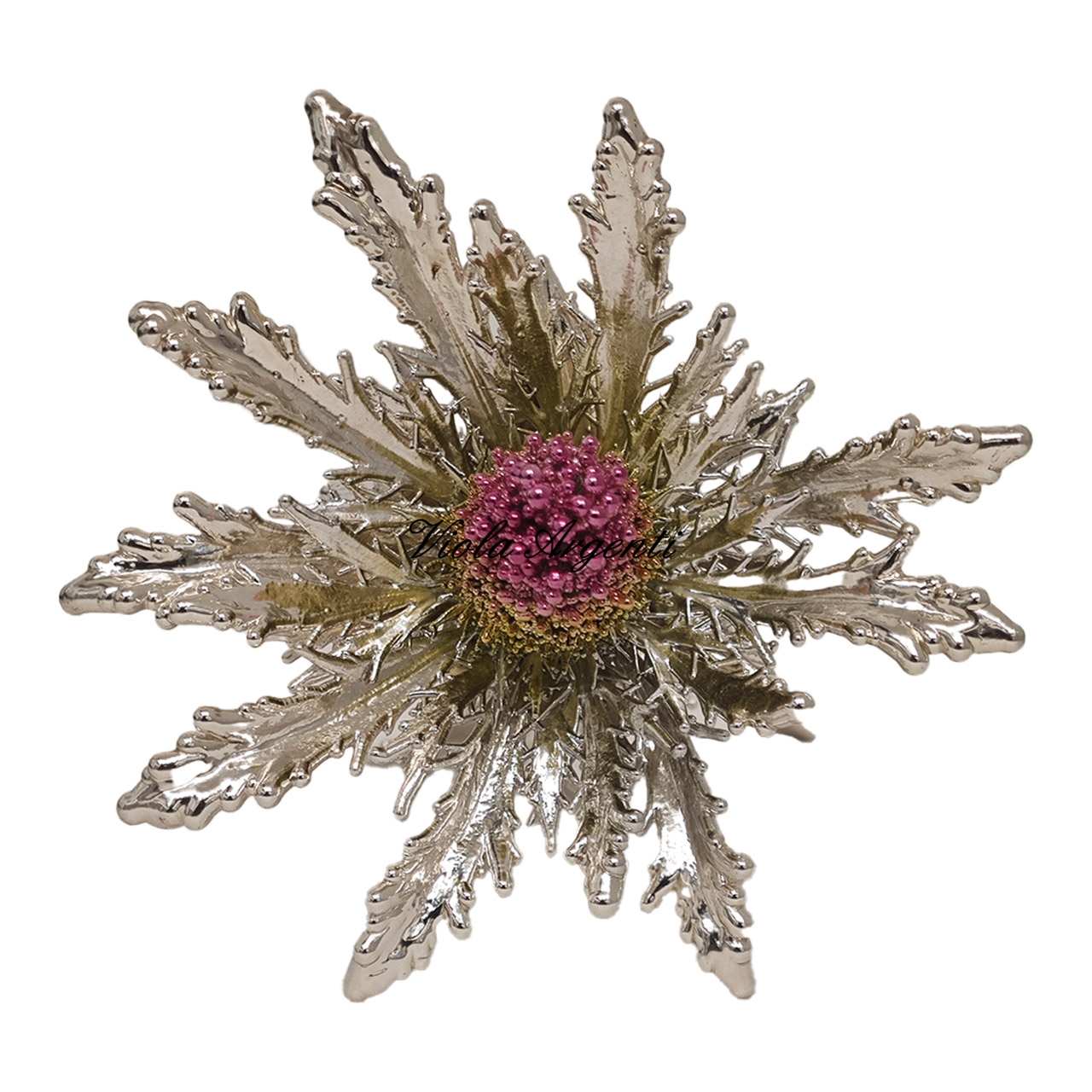 Large silver-plated true thistle