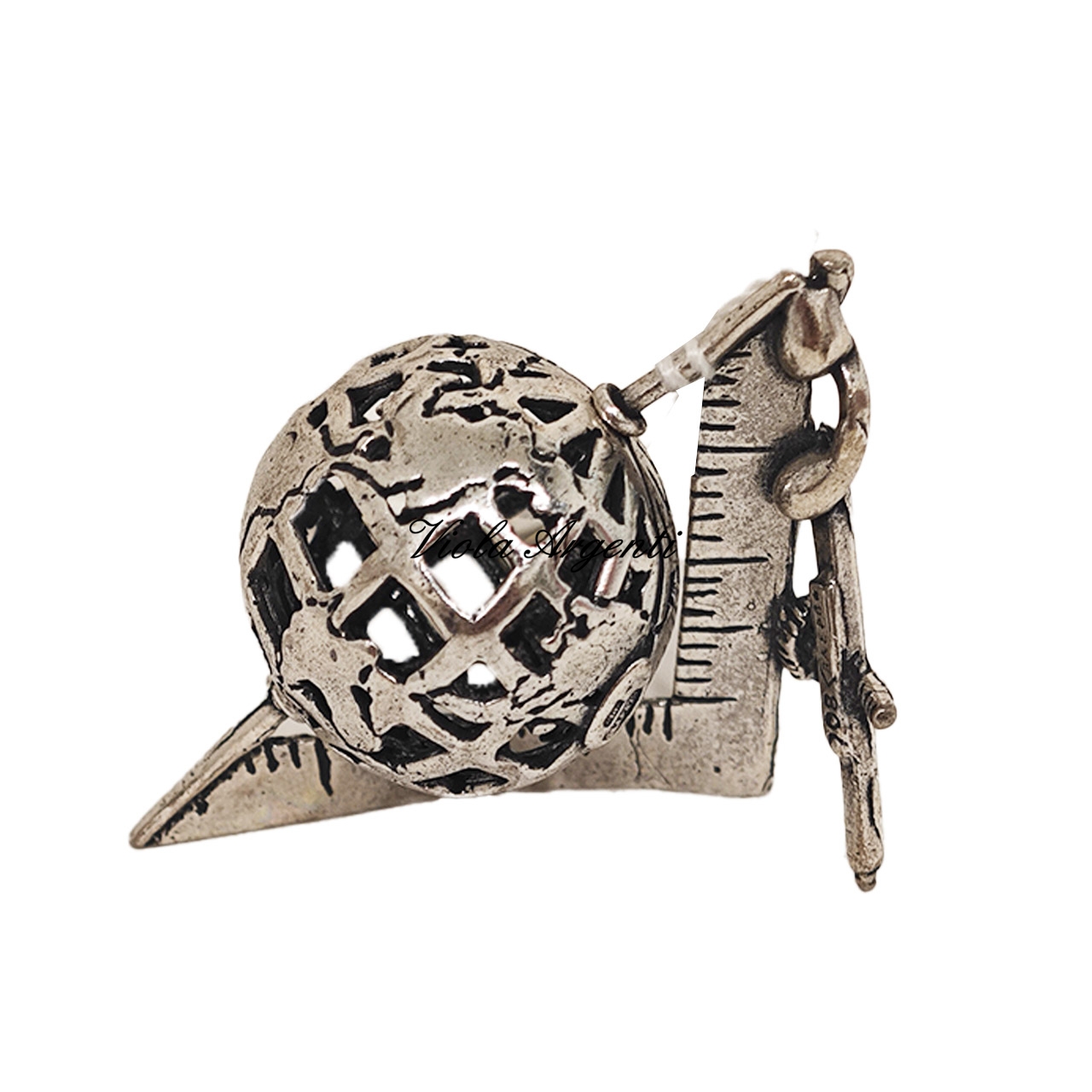 Compass globe square pendant