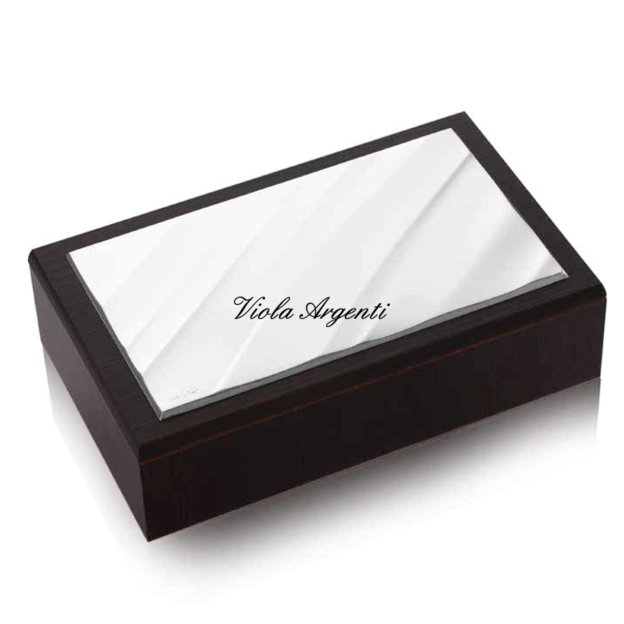 Cofanetto in legno e argento levigato