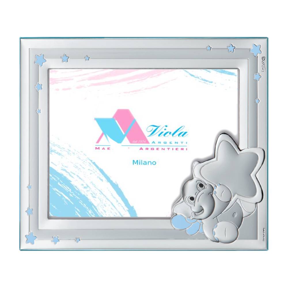 Baby photo frame with elephant for boy di Viola Argenti. Argento online